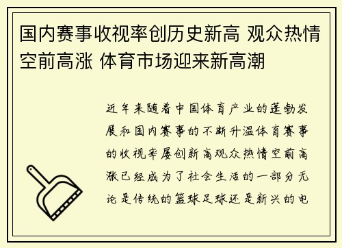 国内赛事收视率创历史新高 观众热情空前高涨 体育市场迎来新高潮